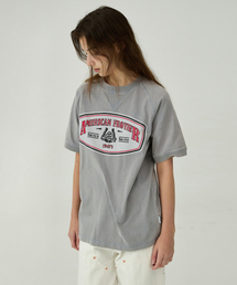 スウェグバー3587 ラグランピグメントライトグレーセミオーバーフィット半袖Tシャツ