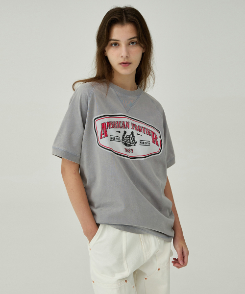 MAGOODGAN(メックウッドガン)の「スウェグバー3587 ラグランピグメントライトグレーセミオーバーフィット半袖Tシャツ(Tシャツ/カットソー・レディース・その他・SMALL/MEDIUM/LARGE/X-LARGE)」の2枚目の写真