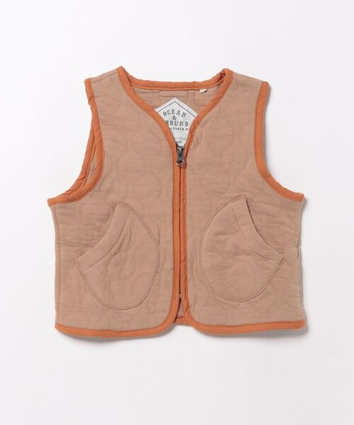 Ocean&Ground(オーシャン&グラウンド)の「ニットキルトノーカラーベスト(ベスト・キッズ・オリーブ/ベージュ/チャコール・80/90/100/110/120/130/140)」の2枚目の写真