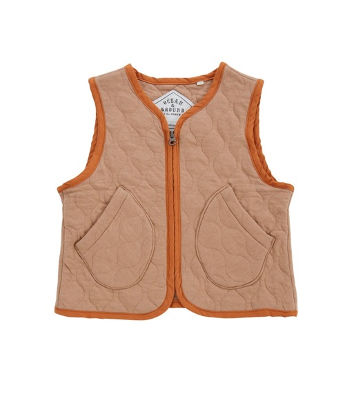 Ocean&Ground(オーシャン&グラウンド)の「ニットキルトノーカラーベスト(ベスト・キッズ・オリーブ/ベージュ/チャコール・80/90/100/110/120/130/140)」の7枚目の写真