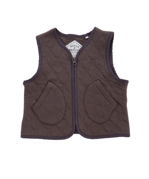 Ocean&Ground(オーシャン&グラウンド)の「ニットキルトノーカラーベスト(ベスト・キッズ・オリーブ/ベージュ/チャコール・80/90/100/110/120/130/140)」の8枚目の写真