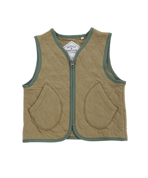 Ocean&Ground(オーシャン&グラウンド)の「ニットキルトノーカラーベスト(ベスト・キッズ・オリーブ/ベージュ/チャコール・80/90/100/110/120/130/140)」の9枚目の写真