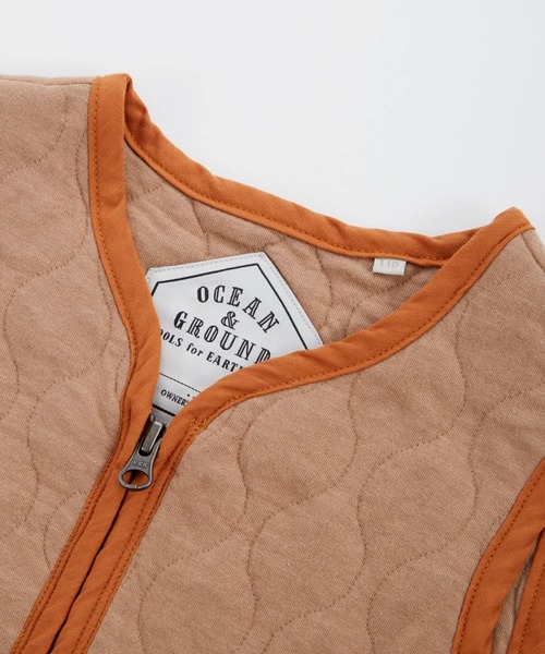 Ocean&Ground(オーシャン&グラウンド)の「ニットキルトノーカラーベスト(ベスト・キッズ・オリーブ/ベージュ/チャコール・80/90/100/110/120/130/140)」の11枚目の写真