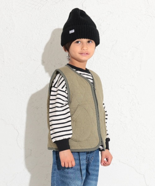 Ocean&Ground(オーシャン&グラウンド)の「ニットキルトノーカラーベスト(ベスト・キッズ・オリーブ/ベージュ/チャコール・80/90/100/110/120/130/140)」の5枚目の写真