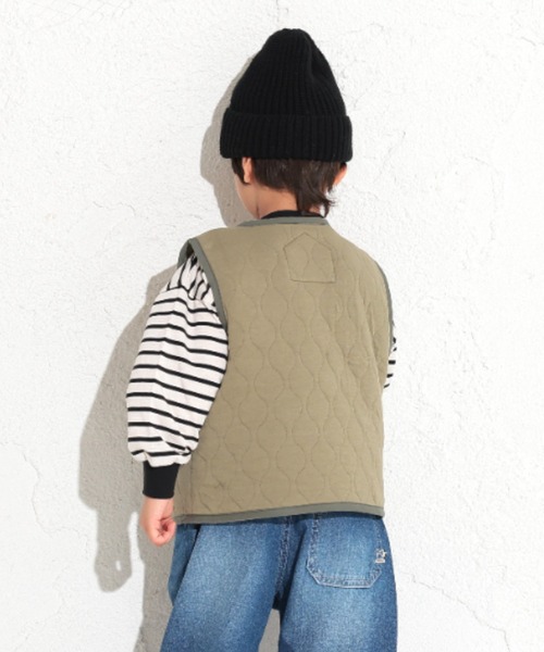 Ocean&Ground(オーシャン&グラウンド)の「ニットキルトノーカラーベスト(ベスト・キッズ・オリーブ/ベージュ/チャコール・80/90/100/110/120/130/140)」の6枚目の写真