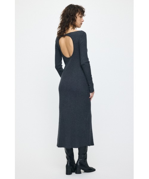 MOUSSY(マウジー)の「BACK OPEN ロングドレス(ワンピース・レディース・ネイビー/チャコールグレー・FREE)」の5枚目の写真