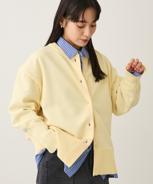 CRAFT STANDARD BOUTIQUE（クラフトスタンダードブティック）の「スポンディッシュニットカーディガン＜ホームケア可能＞ ◆（カーディガン/ボレロ・レディース・ブラック/ライトイエロー/ブラウン/ライトパープル・FREE）」の12枚目の写真