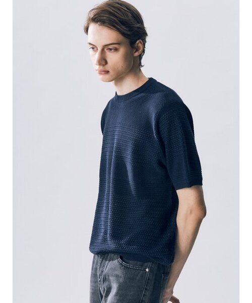 EDWARDMAX（エドワードマックス）の「フォンタナ 半袖ニットウェア ネイビー（ニット/セーター・メンズ・その他・MEDIUM/LARGE/X-LARGE）」の2枚目の写真