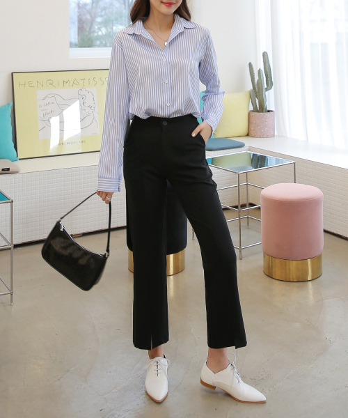 BBAEBBAE（ペッペ）の「シークレットバンディング ストレッチの効いた前スリットスラックス（スラックス・レディース・ブラック・SMALL/MEDIUM/X-LARGE/LARGE）」の6枚目の写真