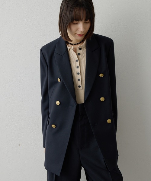 Whim Gazette（ウィムガゼット）の「マリンテーラードジャケット（テーラードジャケット・レディース・ネイビー/オフホワイト・FREE）」の2枚目の写真