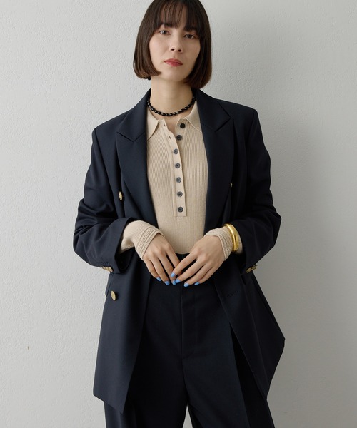 Whim Gazette（ウィムガゼット）の「マリンテーラードジャケット（テーラードジャケット・レディース・ネイビー/オフホワイト・FREE）」の17枚目の写真