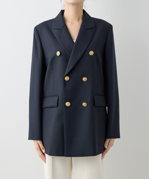 Whim Gazette（ウィムガゼット）の「マリンテーラードジャケット（テーラードジャケット・レディース・ネイビー/オフホワイト・FREE）」の14枚目の写真