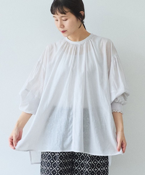 yuni（ユニ　）の「100/1Cotton/Cupra gather sleevesブラウス（シャツ/ブラウス・レディース・グレー・FREE）」の12枚目の写真