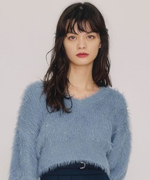 ラメシャギーニットプルオーバー