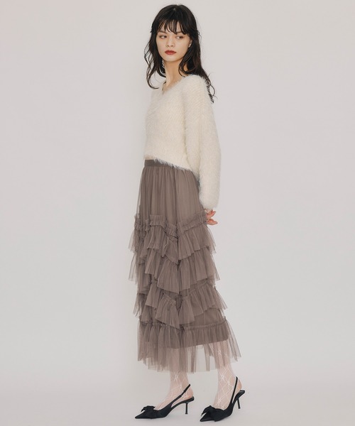 REDYAZEL（レディアゼル）の「ラメシャギーニットプルオーバー（ニット/セーター・レディース・オフホワイト/レッド/ピンク/ダークブルー・FREE）」の8枚目の写真