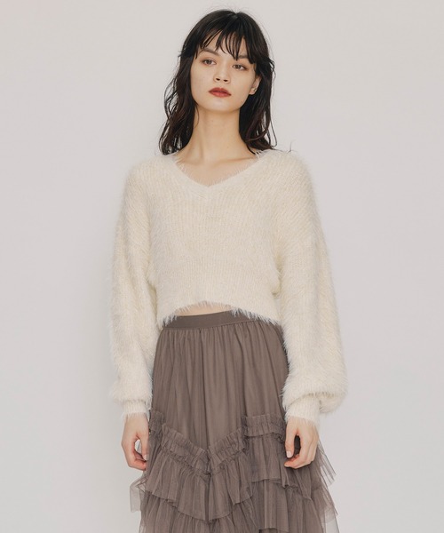 REDYAZEL（レディアゼル）の「ラメシャギーニットプルオーバー（ニット/セーター・レディース・オフホワイト/レッド/ピンク/ダークブルー・FREE）」の9枚目の写真