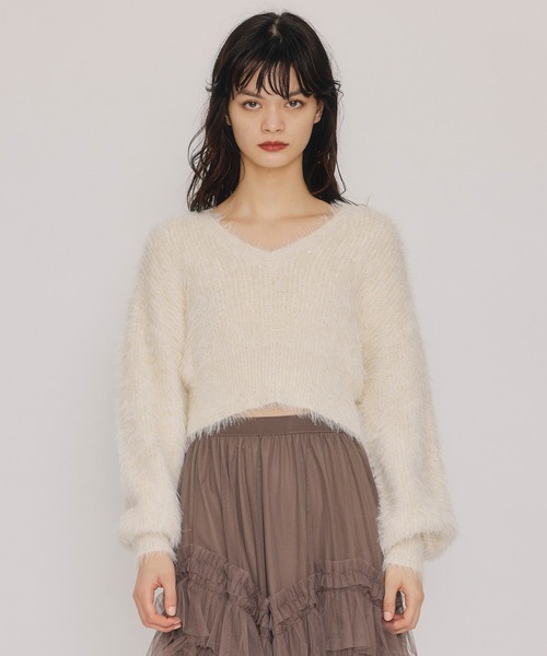 REDYAZEL（レディアゼル）の「ラメシャギーニットプルオーバー（ニット/セーター・レディース・オフホワイト/レッド/ピンク/ダークブルー・FREE）」の11枚目の写真