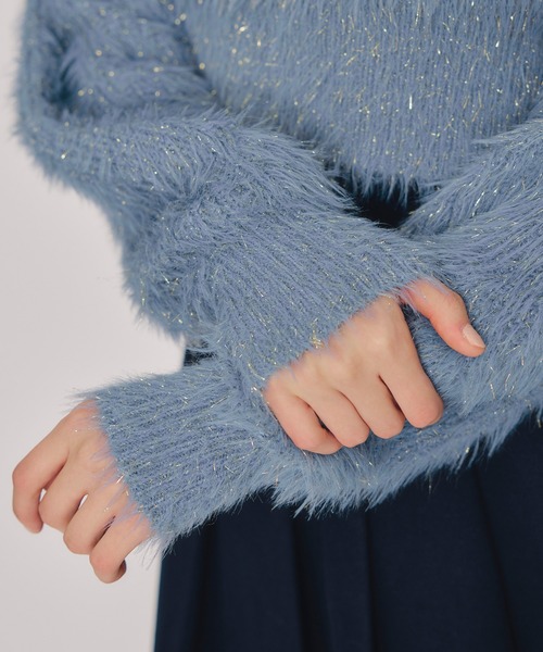 REDYAZEL（レディアゼル）の「ラメシャギーニットプルオーバー（ニット/セーター・レディース・オフホワイト/レッド/ピンク/ダークブルー・FREE）」の7枚目の写真