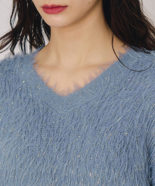 REDYAZEL（レディアゼル）の「ラメシャギーニットプルオーバー（ニット/セーター・レディース・オフホワイト/レッド/ピンク/ダークブルー・FREE）」の6枚目の写真