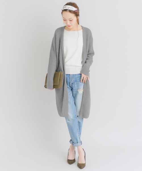 URBAN RESEARCH（アーバンリサーチ）の「UR 畦ロングカーディガン（カーディガン/ボレロ・レディース・グレー/ベージュ・FREE）」の13枚目の写真