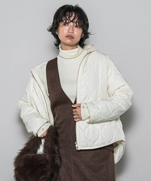 WEB限定】キルティング×ボアブルゾン≪手洗い可能≫（ダウンジャケット