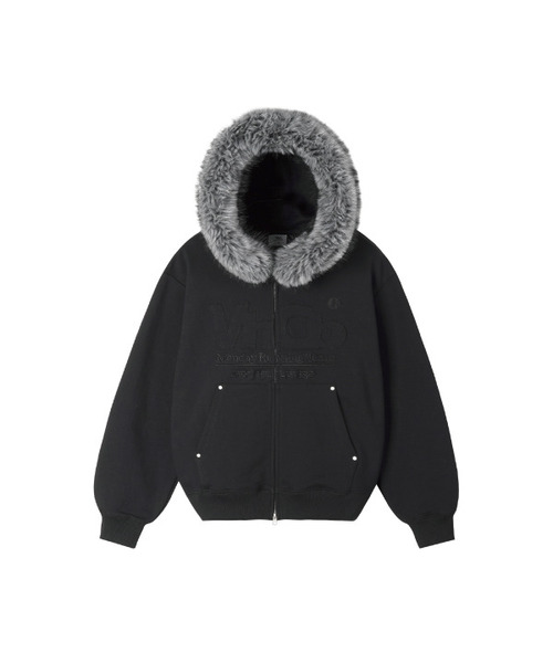 VENHIT(ベンヒット)の「MRT アプリケファーフードジップアップ ブラック(パーカー・レディース・ブラック・SMALL/MEDIUM/LARGE)」の1枚目の写真
