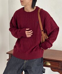 U.S. POLO ASSN. | 【U.S. POLO ASSN.】1ポイント刺繍ケーブルニットプルオーバー(ニット/セーター)