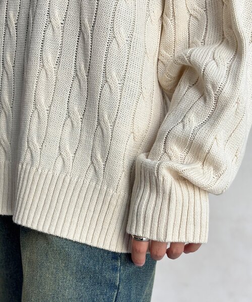 U.S. POLO ASSN.（ユーエスポロアッスン）の「【U.S. POLO ASSN.】1ポイント刺繍ケーブルニットプルオーバー（ニット/セーター・メンズ・マスタード/ネイビー/グリーン/アイボリー/レッド・LARGE/MEDIUM）」の11枚目の写真