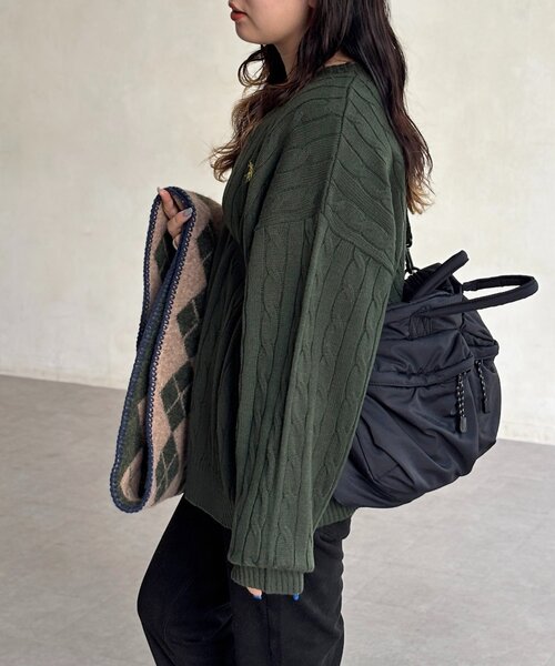 U.S. POLO ASSN.（ユーエスポロアッスン）の「【U.S. POLO ASSN.】1ポイント刺繍ケーブルニットプルオーバー（ニット/セーター・メンズ・マスタード/ネイビー/グリーン/アイボリー/レッド・LARGE/MEDIUM）」の13枚目の写真