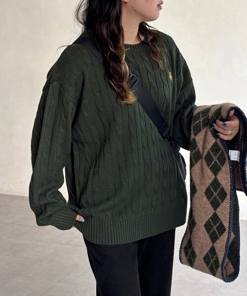 U.S. POLO ASSN.（ユーエスポロアッスン）の「【U.S. POLO ASSN.】1ポイント刺繍ケーブルニットプルオーバー（ニット/セーター・メンズ・マスタード/ネイビー/グリーン/アイボリー/レッド・LARGE/MEDIUM）」の16枚目の写真