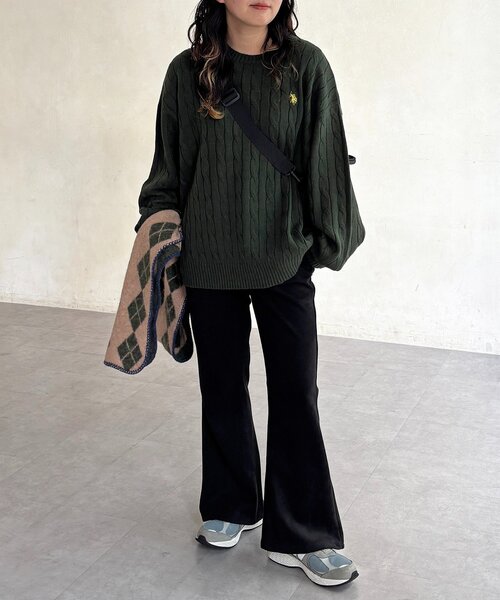 U.S. POLO ASSN.（ユーエスポロアッスン）の「【U.S. POLO ASSN.】1ポイント刺繍ケーブルニットプルオーバー（ニット/セーター・メンズ・マスタード/ネイビー/グリーン/アイボリー/レッド・LARGE/MEDIUM）」の17枚目の写真