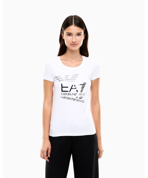 EMPORIO ARMANI EA7(エンポリオアルマーニイーエーセブン)の「<オンライン限定>【エンポリオ アルマーニ EA7】Logo Series Tシャツ ストレッチジャージー(Tシャツ/カットソー・レディース・ブルー系/ネイビー/サンドグレー/ホワイト・SMALL/X-SMALL/LARGE/MEDIUM/X-LARGE)」の2枚目の写真