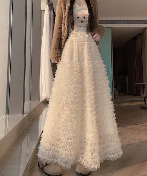 FAVORITO(ファヴォリート)の「チュールスカート(スカート・レディース・ベージュ・L/M)」の8枚目の写真