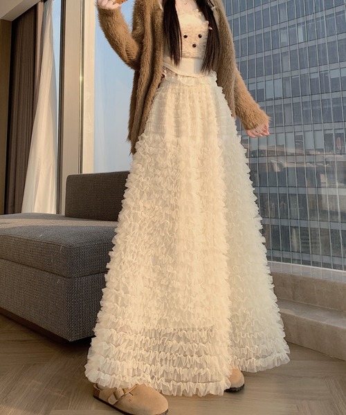 FAVORITO(ファヴォリート)の「チュールスカート(スカート・レディース・ベージュ・L/M)」の14枚目の写真