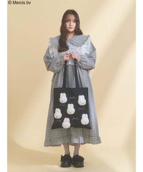 merry jenny（メリージェニー）の「リボンもこもこmiffyトート（トートバッグ・レディース・ブラック/アイボリー・FREE）」の9枚目の写真