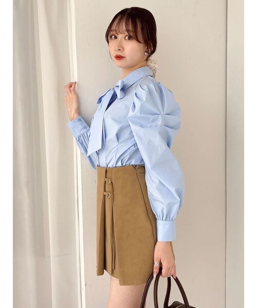 dazzlin（ダズリン）の「2WAYボウタイタックペプラムブラウス（シャツ/ブラウス・レディース・その他1/ブルー/オフホワイト・FREE）」の6枚目の写真