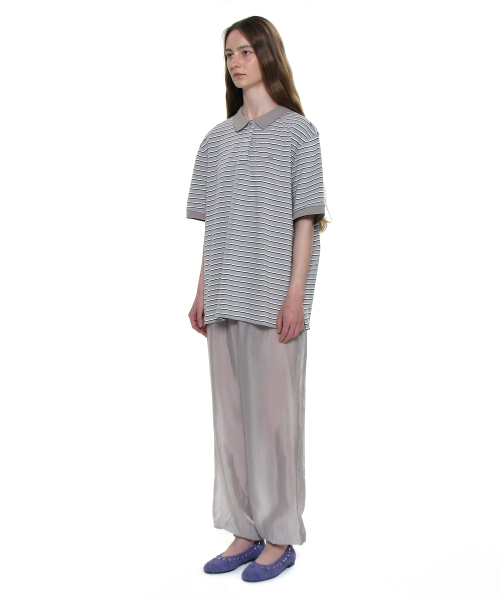 PARTIMENTO WOMEN（パルティメントウィメン）の「ストライプショートスリーブポロTシャツ_ライトグレー（ポロシャツ・レディース・その他・ONE SIZE）」の3枚目の写真