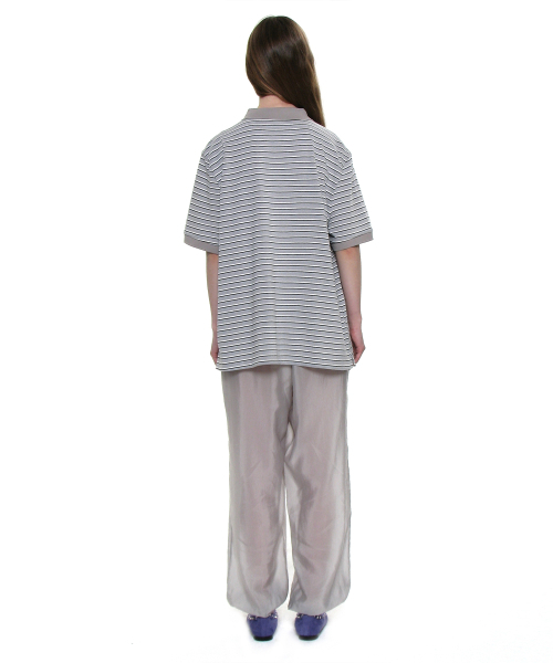 PARTIMENTO WOMEN（パルティメントウィメン）の「ストライプショートスリーブポロTシャツ_ライトグレー（ポロシャツ・レディース・その他・ONE SIZE）」の4枚目の写真