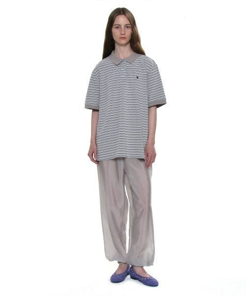 PARTIMENTO WOMEN（パルティメントウィメン）の「ストライプショートスリーブポロTシャツ_ライトグレー（ポロシャツ・レディース・その他・ONE SIZE）」の5枚目の写真