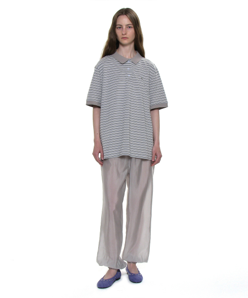 PARTIMENTO WOMEN（パルティメントウィメン）の「ストライプショートスリーブポロTシャツ_ライトグレー（ポロシャツ・レディース・その他・ONE SIZE）」の6枚目の写真