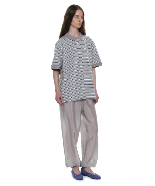 PARTIMENTO WOMEN（パルティメントウィメン）の「ストライプショートスリーブポロTシャツ_ライトグレー（ポロシャツ・レディース・その他・ONE SIZE）」の7枚目の写真
