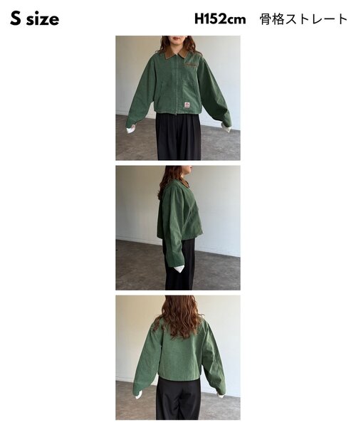 CPCM（シーピーシーエム）の「襟配色ワークジャケット（ブルゾン・レディース・グリーン/キャメル/アイボリー・MEDIUM/SMALL）」の8枚目の写真