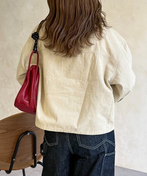 CPCM（シーピーシーエム）の「襟配色ワークジャケット（ブルゾン・レディース・グリーン/キャメル/アイボリー・MEDIUM/SMALL）」の14枚目の写真