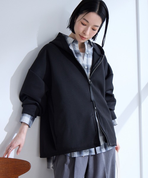 Aunely(オーネリー)の「【Aunely】洗練フォルム ダブルジップ エアリーフーディ / マシンウォッシャブル & イージーケア<YOSOOIシリーズ>(パーカー・レディース・ブラウン/アイボリー/ブラック/杢グレー/グレー系/モカ/チャコールグレー/イエロー系・M/L)」の14枚目の写真