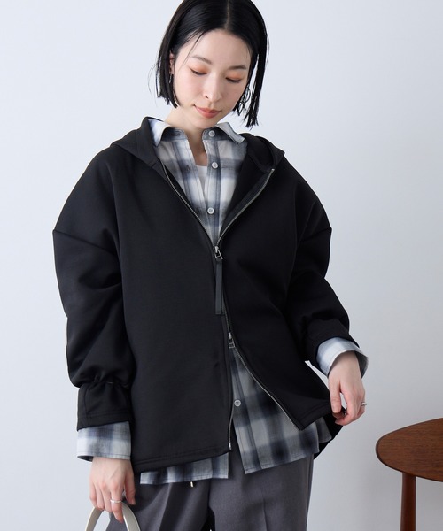 Aunely(オーネリー)の「【Aunely】洗練フォルム ダブルジップ エアリーフーディ / マシンウォッシャブル & イージーケア<YOSOOIシリーズ>(パーカー・レディース・ブラウン/アイボリー/ブラック/杢グレー/グレー系/モカ/チャコールグレー/イエロー系・M/L)」の17枚目の写真