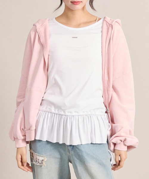 apres jour mignon(アプレジュールミニョン)の「裾フリルレイヤードトップス(Tシャツ/カットソー・レディース・ブラック/オフホワイト/杢グレー・フリー/LARGE)」の4枚目の写真