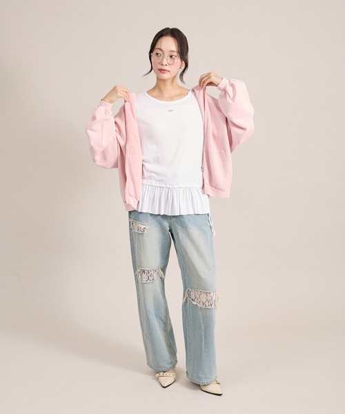 apres jour mignon(アプレジュールミニョン)の「裾フリルレイヤードトップス(Tシャツ/カットソー・レディース・ブラック/オフホワイト/杢グレー・フリー/LARGE)」の6枚目の写真