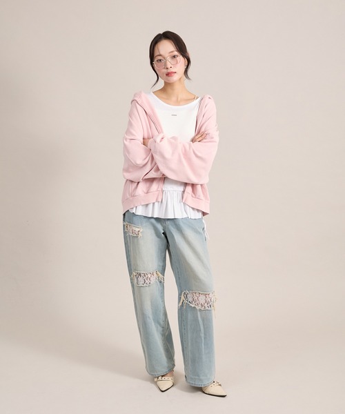 apres jour mignon(アプレジュールミニョン)の「裾フリルレイヤードトップス(Tシャツ/カットソー・レディース・ブラック/オフホワイト/杢グレー・フリー/LARGE)」の14枚目の写真