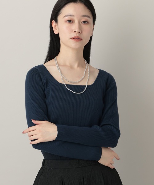 A part by（アパートバイ）の「2WAYスクエアリブプルオーバー_長袖（ニット/セーター・レディース・ネイビー/アイボリー/ライトイエロー・FREE）」の2枚目の写真