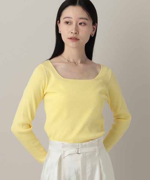 A part by（アパートバイ）の「2WAYスクエアリブプルオーバー_長袖（ニット/セーター・レディース・ネイビー/アイボリー/ライトイエロー・FREE）」の3枚目の写真